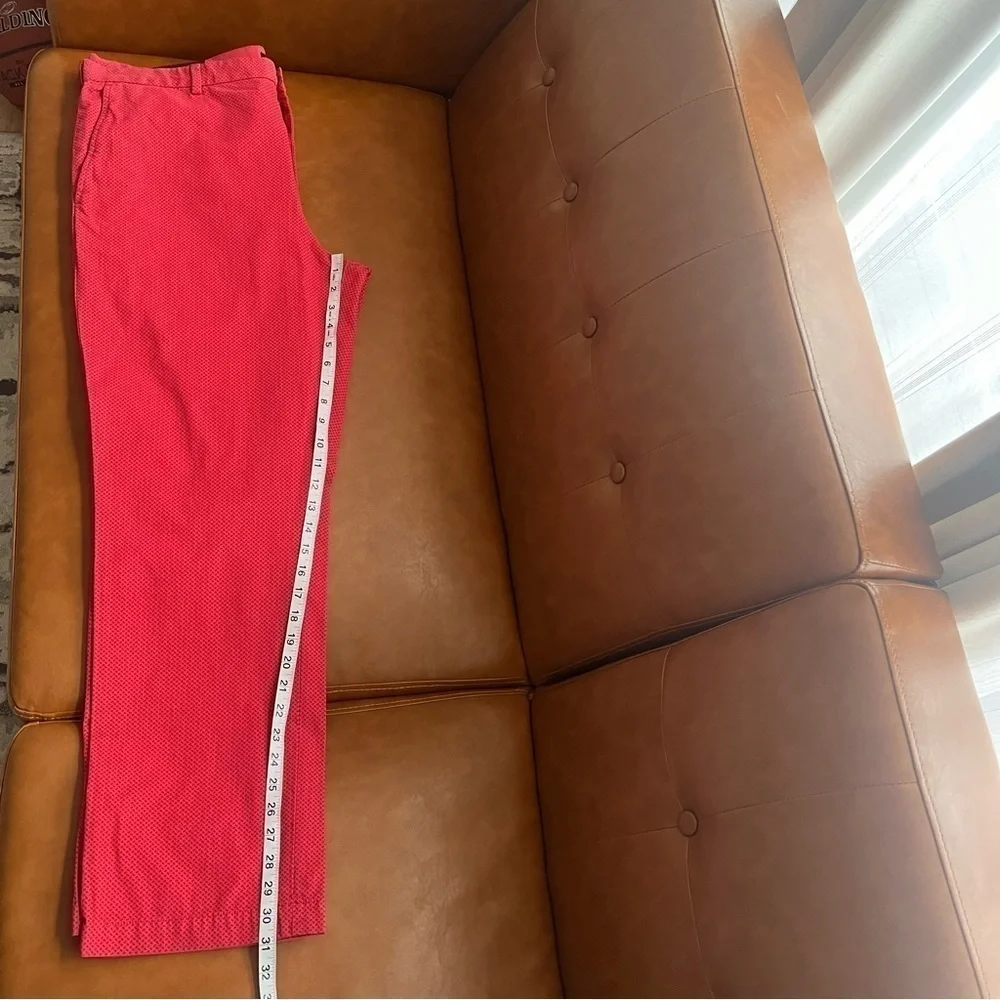Banana Republic Aiden Chino Slim Fit Pants Khakis Trousers Red Printed Sz 38/32